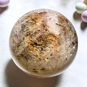 Golden Rutilated Quartz Marble‎ Sphere (#18)